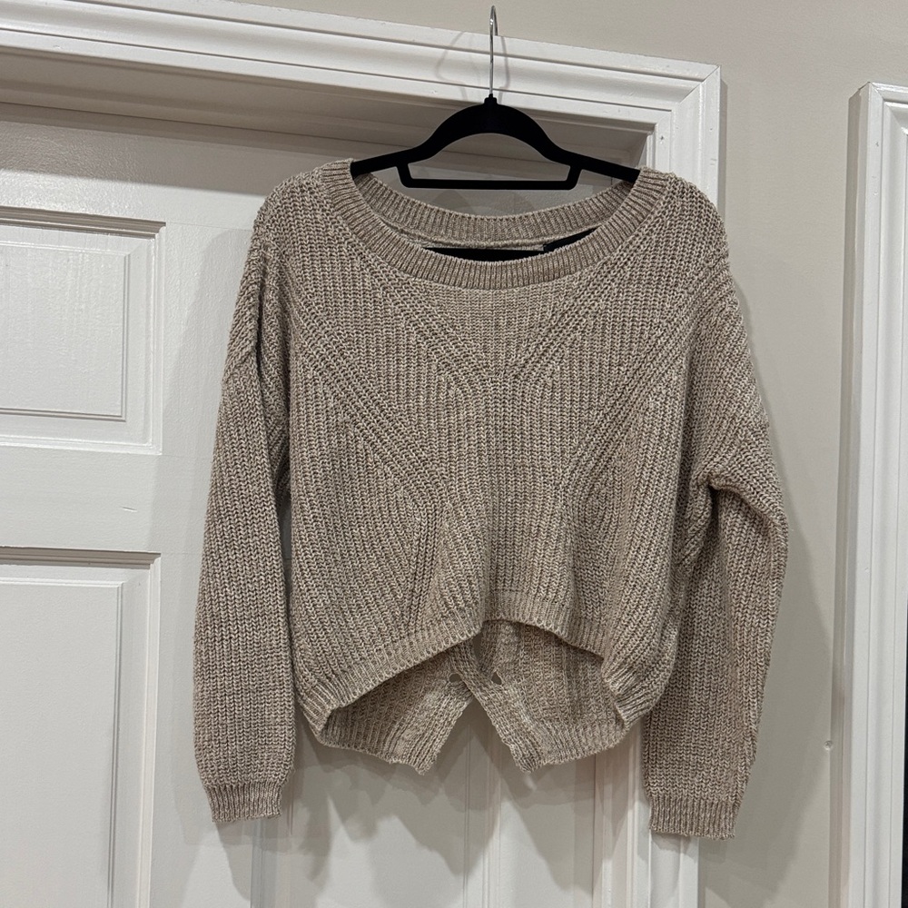 Express Sexy Slightly Opened Back Women's Cream Sweater - Picture 2 of 4